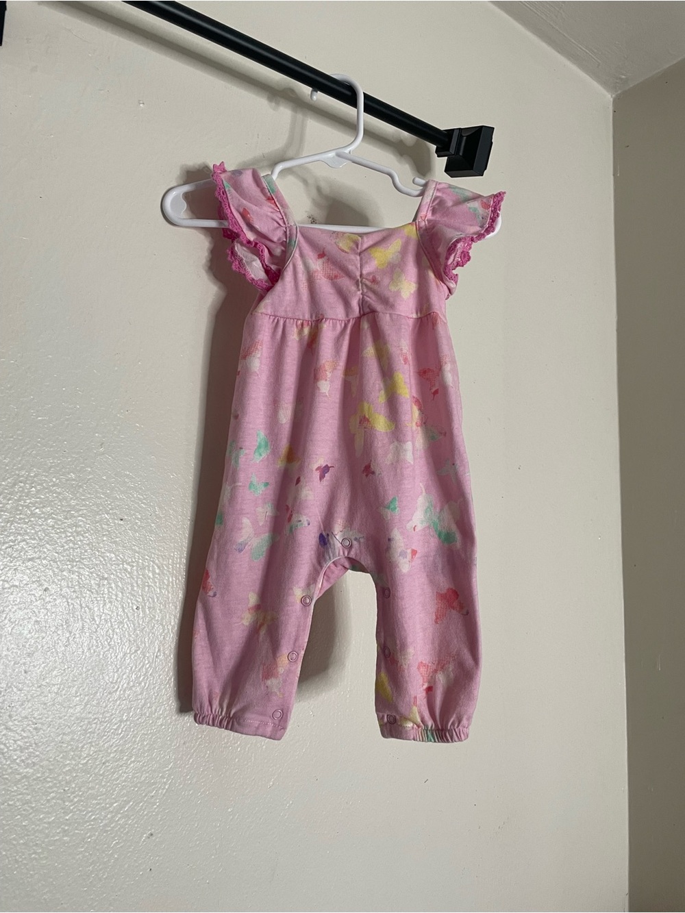 3-6M Nine West Pink Floral Butterfly Baby Romper with Matching Headband